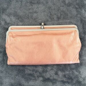 HOBO Lauren clutch wallet in metallic pink leather